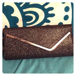 Black glitter clutch purse